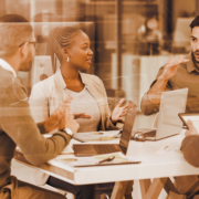 Office workers in meeting